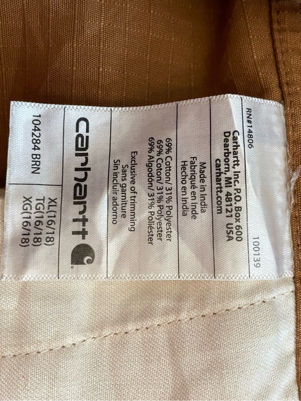 Carhartt Chest Pocket Short Overalls in Caramel size 16/18 - Picture 7 of 9